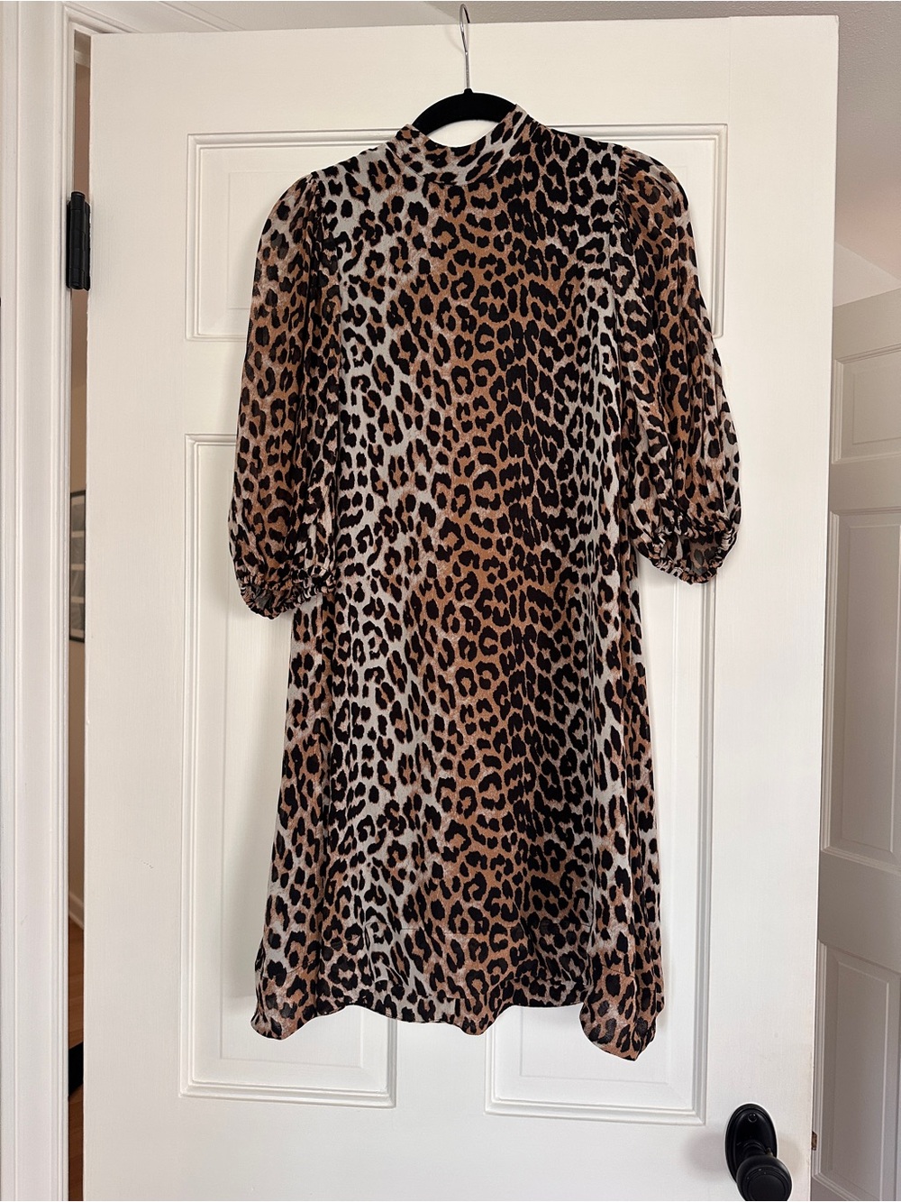 Ganni Leopard-Print Mini Dress in Brown and Black